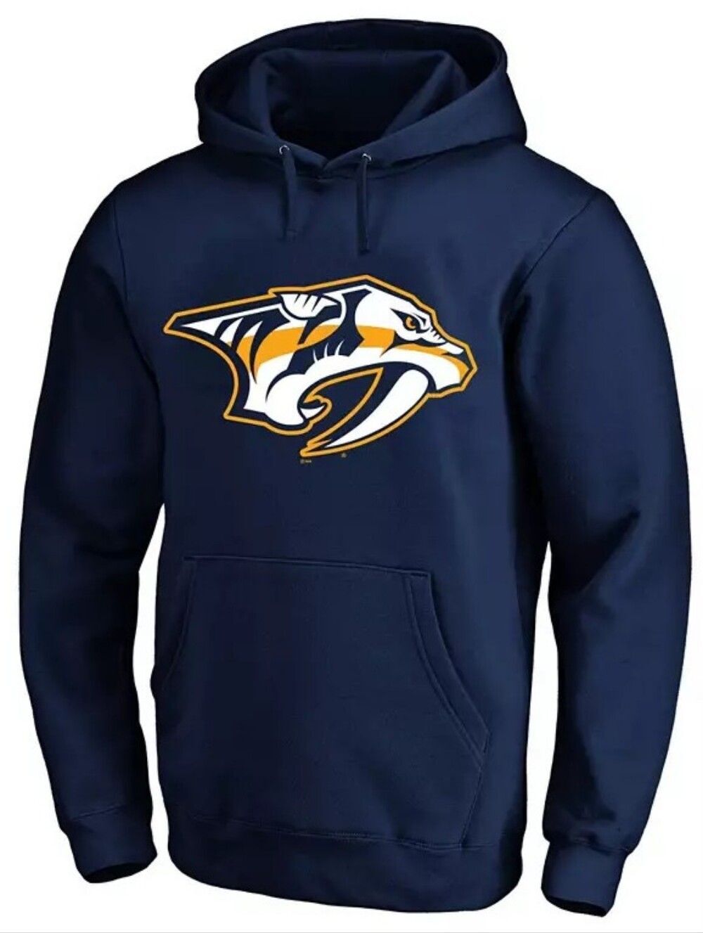 Fanatics Mens Navy Blue Nashville Predators Logo Pullover Hoodie Size Small